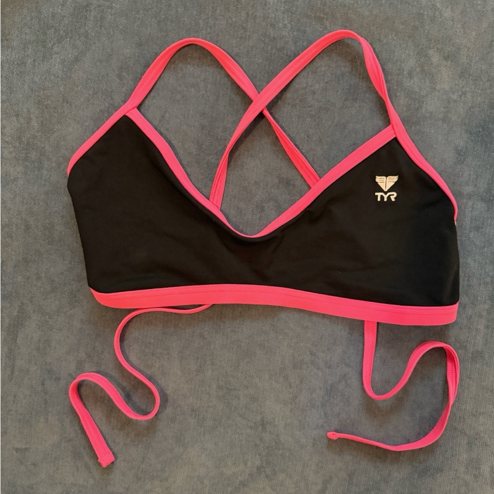 TYR Pink and Black Bikini top.